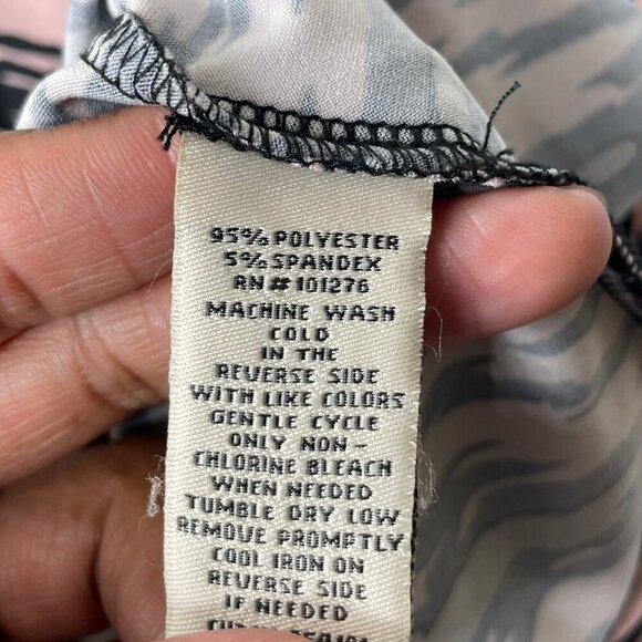 ECI Pink Abstract Low Cut Draped Neck 3/4 Sleeve Career Work Occasion Size Large - Picture 4 of 6